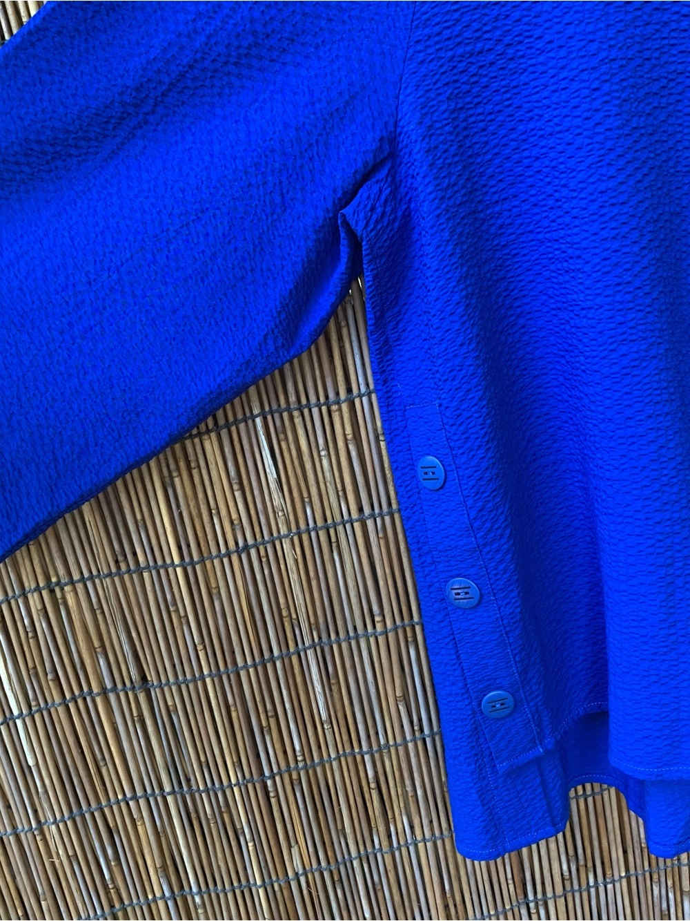 Habitat Button-Front Textured Top in Royal Blue XXL - Picture 3 of 5